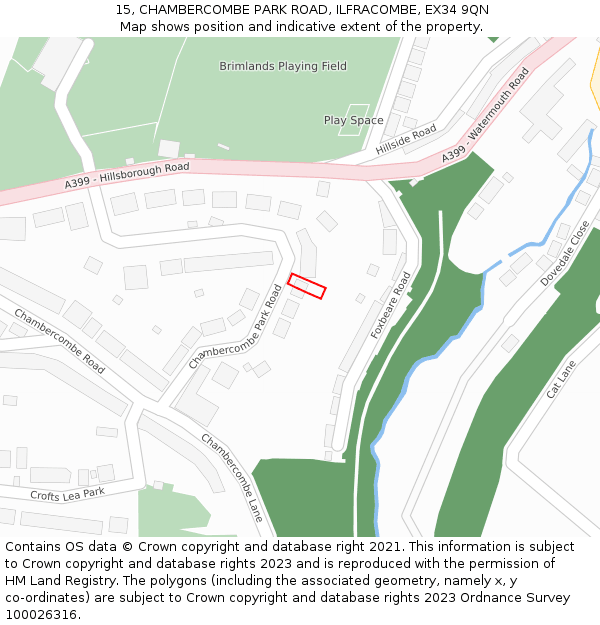 15, CHAMBERCOMBE PARK ROAD, ILFRACOMBE, EX34 9QN: Location map and indicative extent of plot