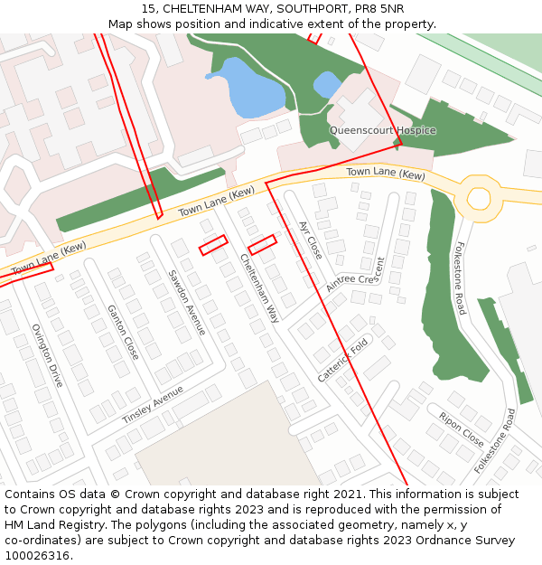 15, CHELTENHAM WAY, SOUTHPORT, PR8 5NR: Location map and indicative extent of plot