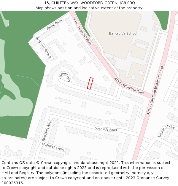 15, CHILTERN WAY, WOODFORD GREEN, IG8 0RQ: Location map and indicative extent of plot