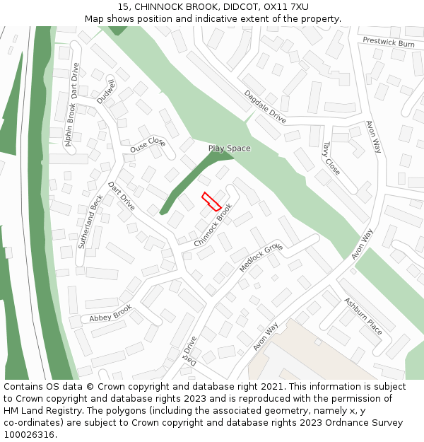 15, CHINNOCK BROOK, DIDCOT, OX11 7XU: Location map and indicative extent of plot