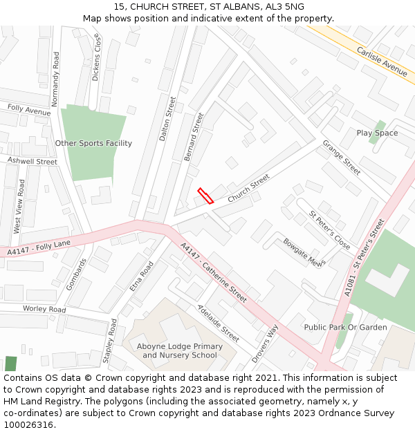 15, CHURCH STREET, ST ALBANS, AL3 5NG: Location map and indicative extent of plot