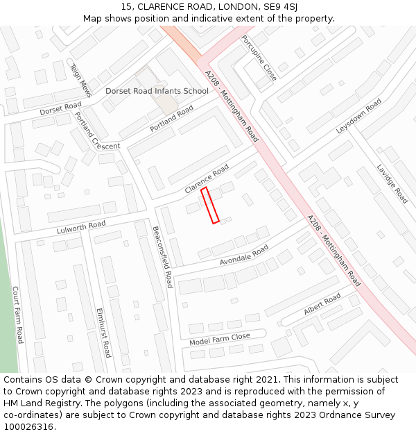 15, CLARENCE ROAD, LONDON, SE9 4SJ: Location map and indicative extent of plot