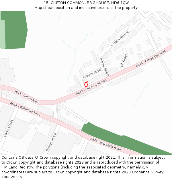 15, CLIFTON COMMON, BRIGHOUSE, HD6 1QW: Location map and indicative extent of plot