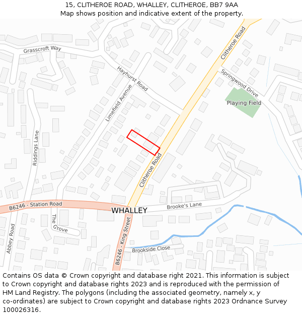 15, CLITHEROE ROAD, WHALLEY, CLITHEROE, BB7 9AA: Location map and indicative extent of plot