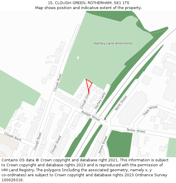 15, CLOUGH GREEN, ROTHERHAM, S61 1TS: Location map and indicative extent of plot