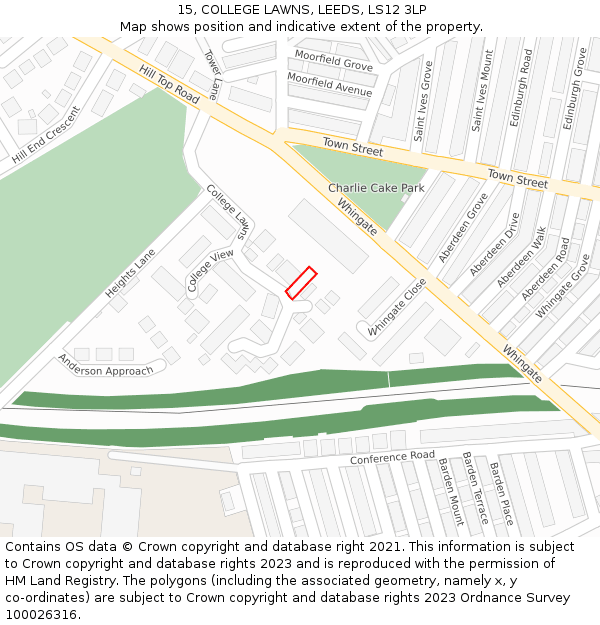 15, COLLEGE LAWNS, LEEDS, LS12 3LP: Location map and indicative extent of plot