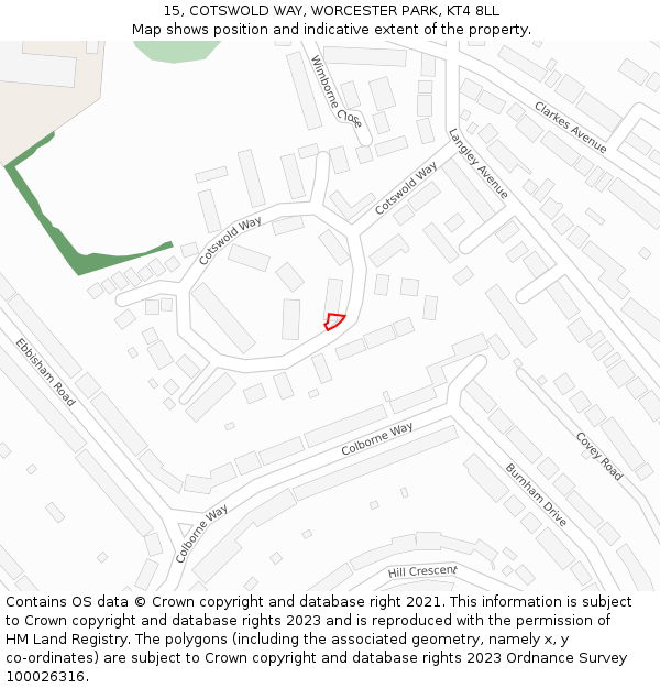 15, COTSWOLD WAY, WORCESTER PARK, KT4 8LL: Location map and indicative extent of plot