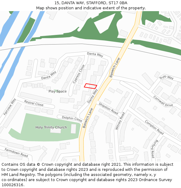 15, DANTA WAY, STAFFORD, ST17 0BA: Location map and indicative extent of plot