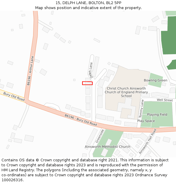 15, DELPH LANE, BOLTON, BL2 5PP: Location map and indicative extent of plot