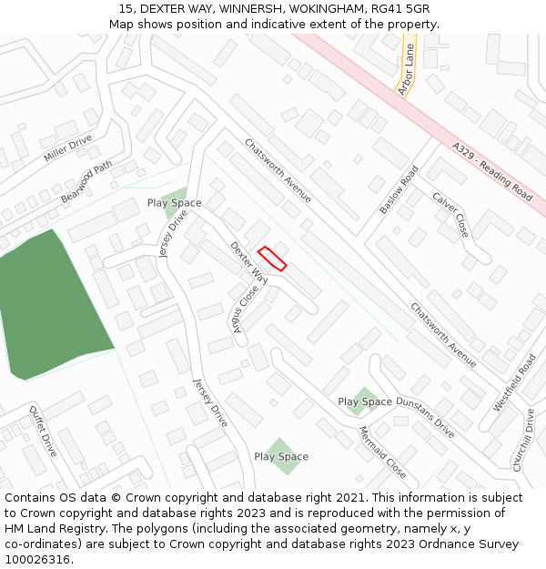 15, DEXTER WAY, WINNERSH, WOKINGHAM, RG41 5GR: Location map and indicative extent of plot