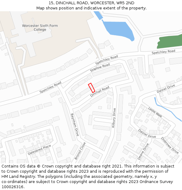 15, DINCHALL ROAD, WORCESTER, WR5 2ND: Location map and indicative extent of plot