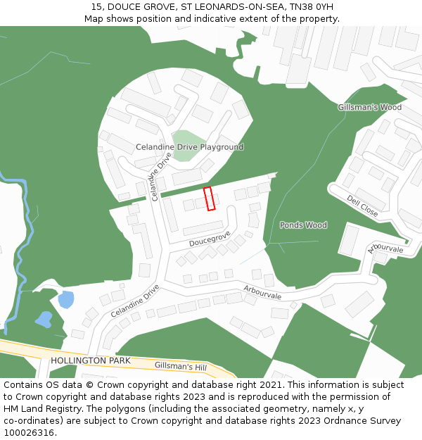 15, DOUCE GROVE, ST LEONARDS-ON-SEA, TN38 0YH: Location map and indicative extent of plot
