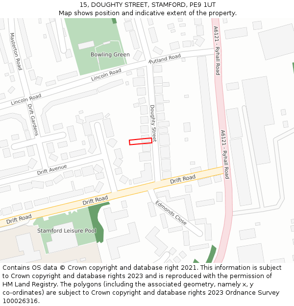 15, DOUGHTY STREET, STAMFORD, PE9 1UT: Location map and indicative extent of plot