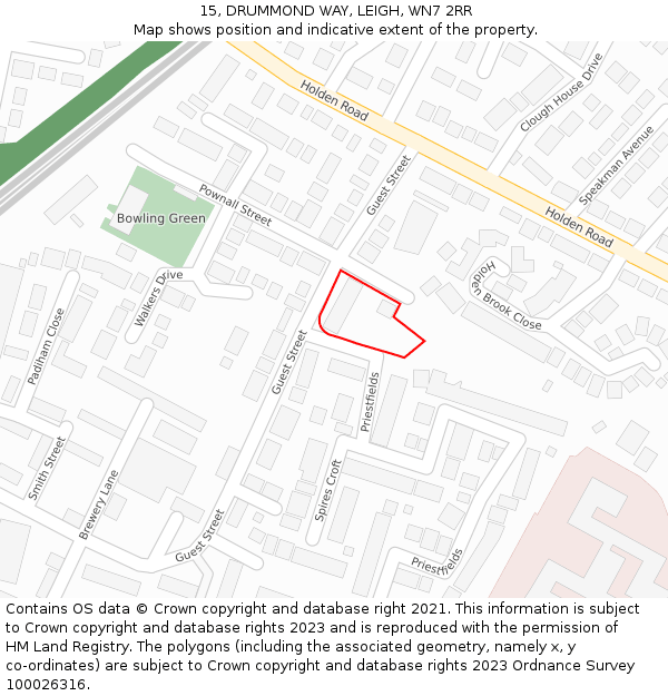15, DRUMMOND WAY, LEIGH, WN7 2RR: Location map and indicative extent of plot