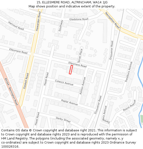 15, ELLESMERE ROAD, ALTRINCHAM, WA14 1JG: Location map and indicative extent of plot