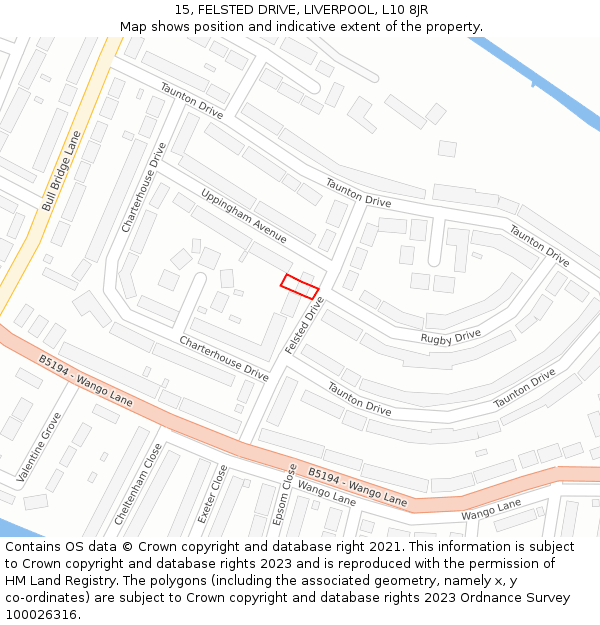 15, FELSTED DRIVE, LIVERPOOL, L10 8JR: Location map and indicative extent of plot
