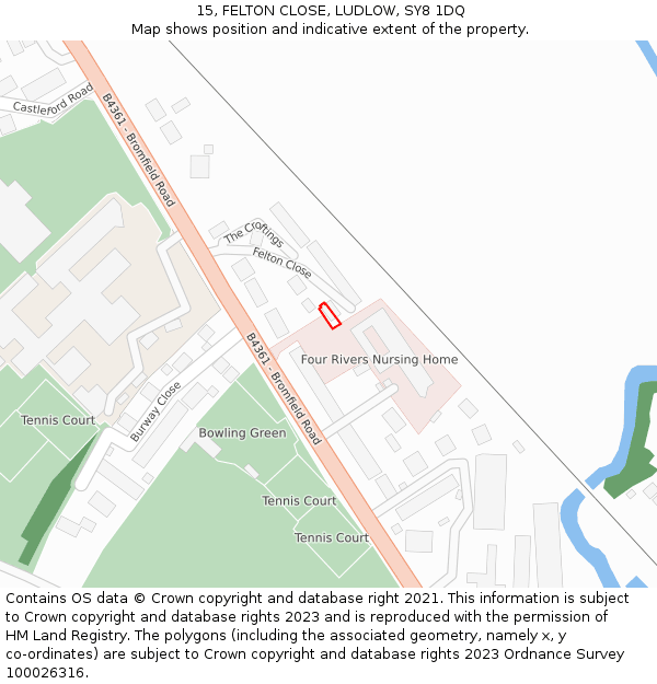 15, FELTON CLOSE, LUDLOW, SY8 1DQ: Location map and indicative extent of plot