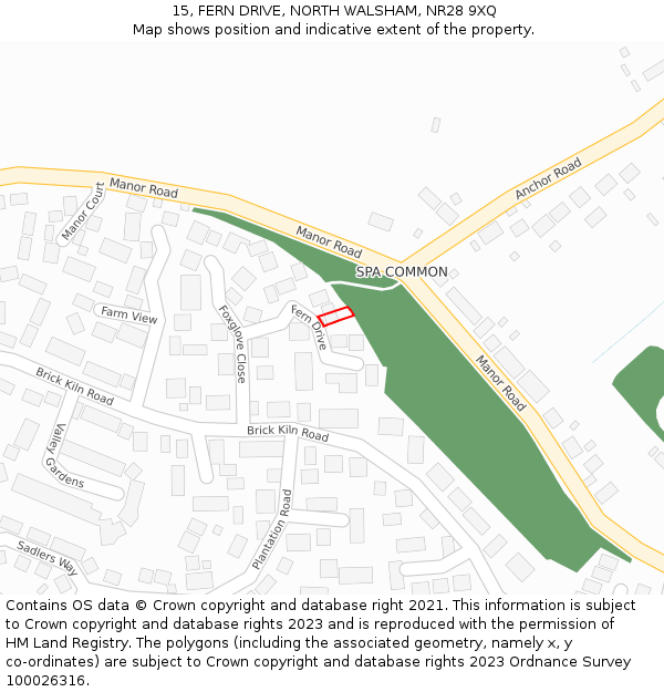 15, FERN DRIVE, NORTH WALSHAM, NR28 9XQ: Location map and indicative extent of plot