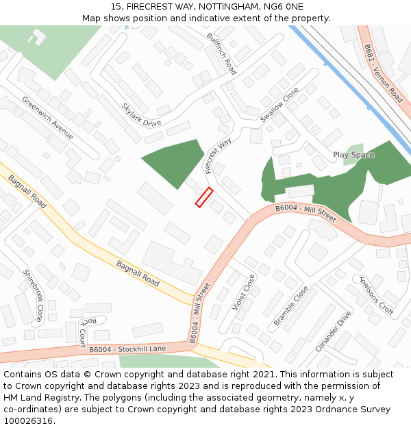 15, FIRECREST WAY, NOTTINGHAM, NG6 0NE: Location map and indicative extent of plot