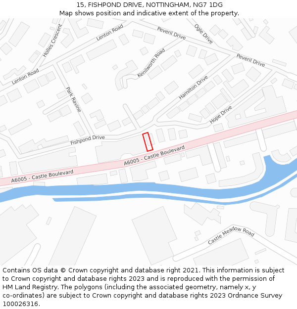 15, FISHPOND DRIVE, NOTTINGHAM, NG7 1DG: Location map and indicative extent of plot