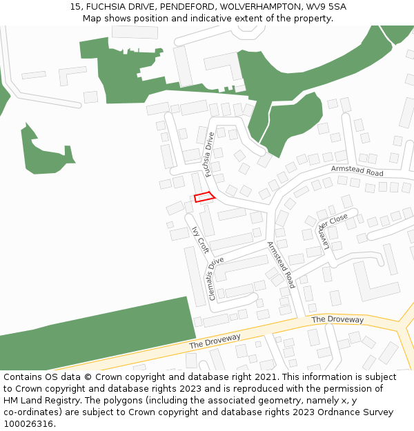 15, FUCHSIA DRIVE, PENDEFORD, WOLVERHAMPTON, WV9 5SA: Location map and indicative extent of plot