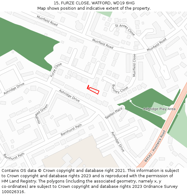15, FURZE CLOSE, WATFORD, WD19 6HG: Location map and indicative extent of plot