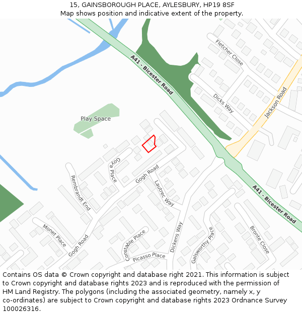 15, GAINSBOROUGH PLACE, AYLESBURY, HP19 8SF: Location map and indicative extent of plot