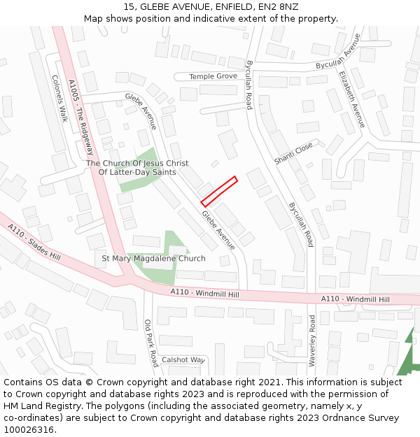 15, GLEBE AVENUE, ENFIELD, EN2 8NZ: Location map and indicative extent of plot