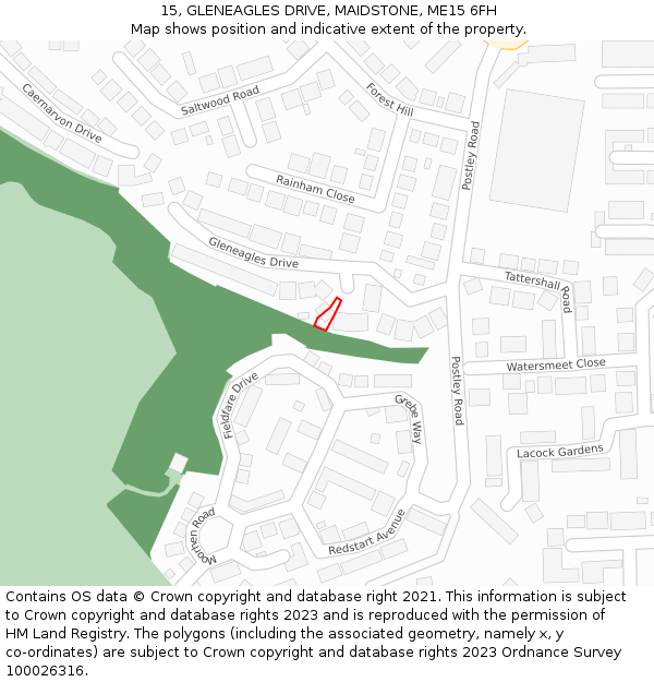 15, GLENEAGLES DRIVE, MAIDSTONE, ME15 6FH: Location map and indicative extent of plot