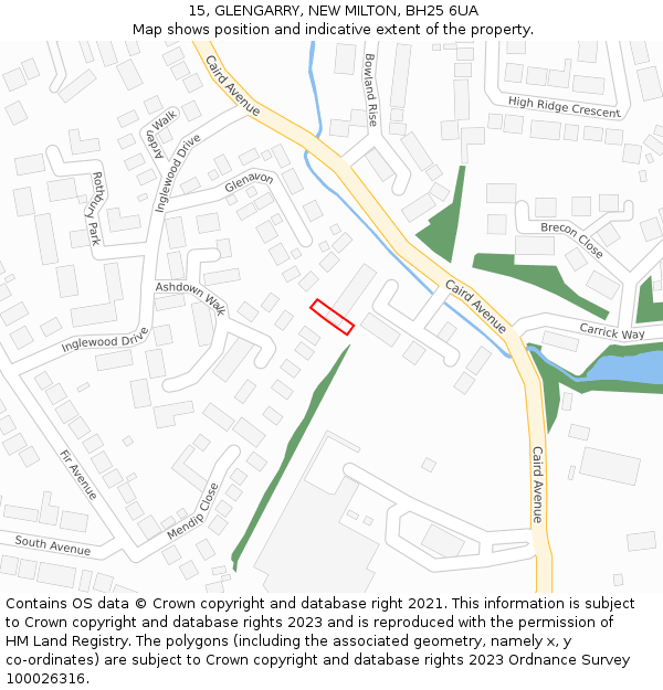 15, GLENGARRY, NEW MILTON, BH25 6UA: Location map and indicative extent of plot