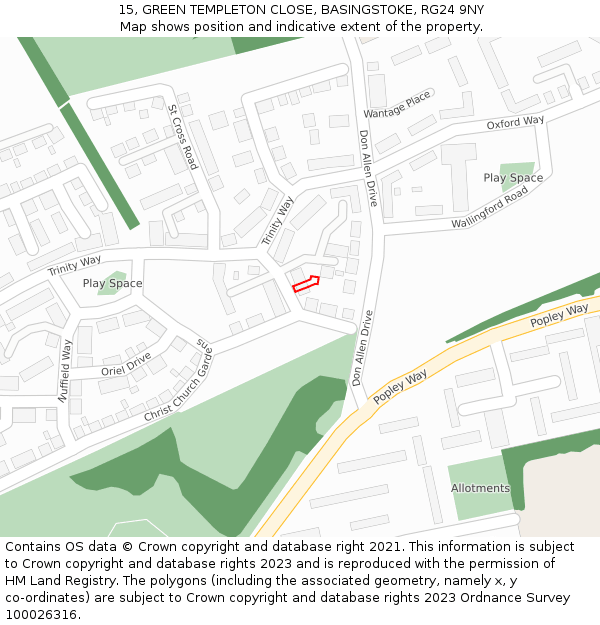 15, GREEN TEMPLETON CLOSE, BASINGSTOKE, RG24 9NY: Location map and indicative extent of plot