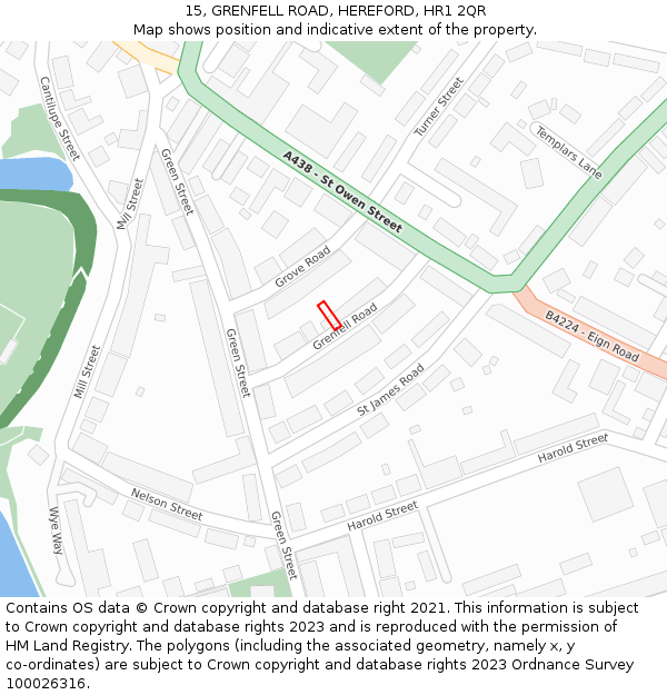 15, GRENFELL ROAD, HEREFORD, HR1 2QR: Location map and indicative extent of plot