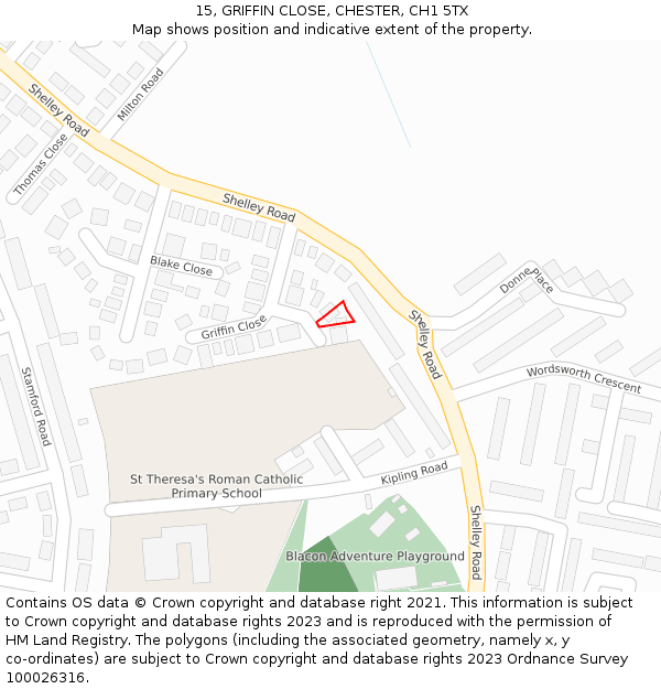 15, GRIFFIN CLOSE, CHESTER, CH1 5TX: Location map and indicative extent of plot
