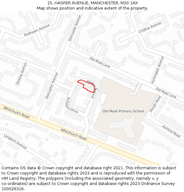 15, HASPER AVENUE, MANCHESTER, M20 1AX: Location map and indicative extent of plot
