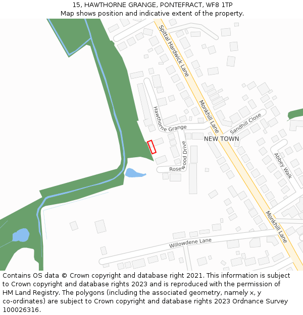 15, HAWTHORNE GRANGE, PONTEFRACT, WF8 1TP: Location map and indicative extent of plot