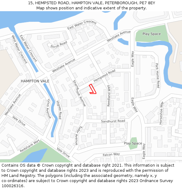15, HEMPSTED ROAD, HAMPTON VALE, PETERBOROUGH, PE7 8EY: Location map and indicative extent of plot