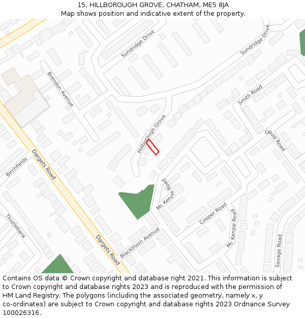15, HILLBOROUGH GROVE, CHATHAM, ME5 8JA: Location map and indicative extent of plot