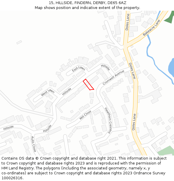 15, HILLSIDE, FINDERN, DERBY, DE65 6AZ: Location map and indicative extent of plot