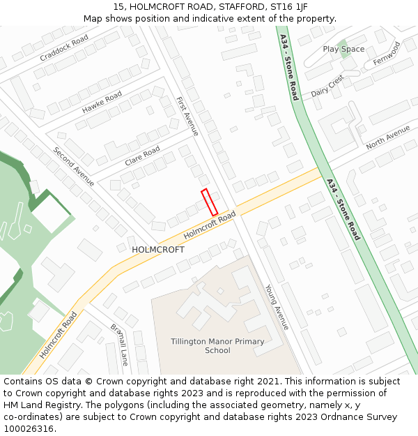 15, HOLMCROFT ROAD, STAFFORD, ST16 1JF: Location map and indicative extent of plot
