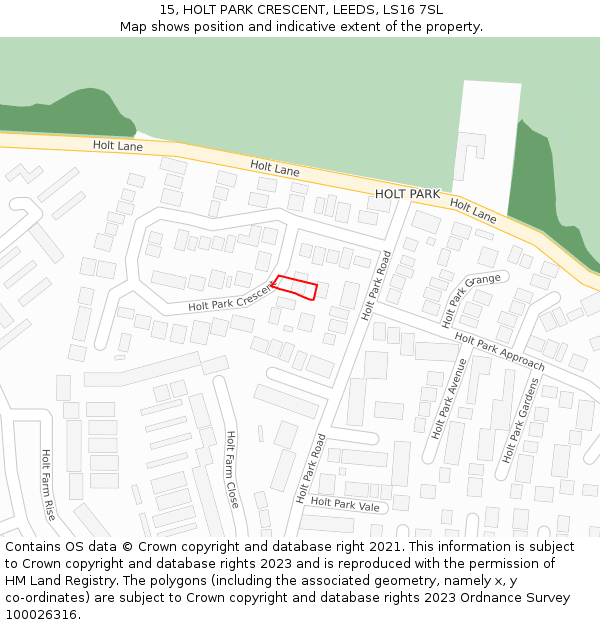 15, HOLT PARK CRESCENT, LEEDS, LS16 7SL: Location map and indicative extent of plot