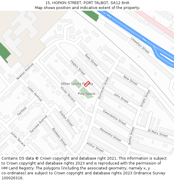 15, HOPKIN STREET, PORT TALBOT, SA12 6HA: Location map and indicative extent of plot
