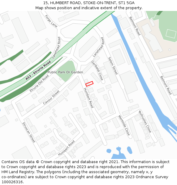 15, HUMBERT ROAD, STOKE-ON-TRENT, ST1 5GA: Location map and indicative extent of plot