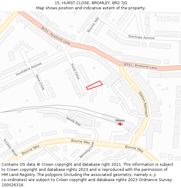 15, HURST CLOSE, BROMLEY, BR2 7JG: Location map and indicative extent of plot