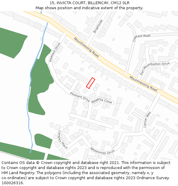 15, INVICTA COURT, BILLERICAY, CM12 0LR: Location map and indicative extent of plot
