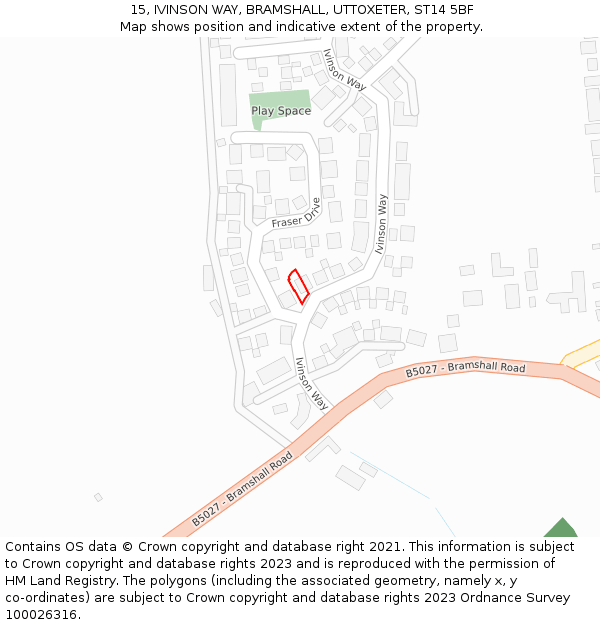 15, IVINSON WAY, BRAMSHALL, UTTOXETER, ST14 5BF: Location map and indicative extent of plot
