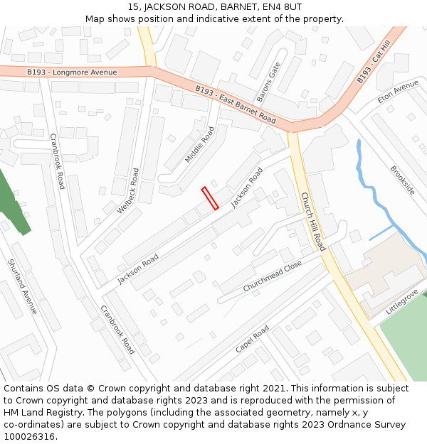 15, JACKSON ROAD, BARNET, EN4 8UT: Location map and indicative extent of plot