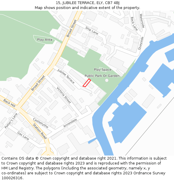 15, JUBILEE TERRACE, ELY, CB7 4BJ: Location map and indicative extent of plot