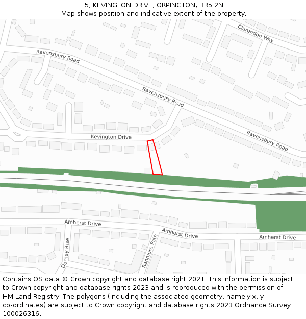15, KEVINGTON DRIVE, ORPINGTON, BR5 2NT: Location map and indicative extent of plot