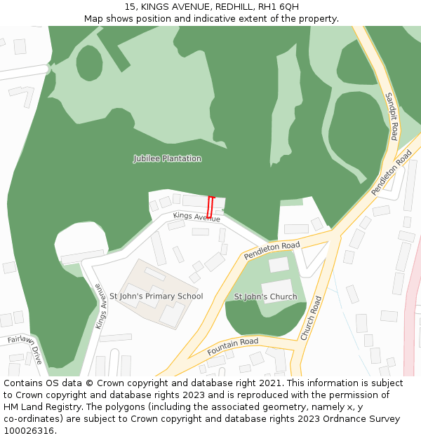 15, KINGS AVENUE, REDHILL, RH1 6QH: Location map and indicative extent of plot