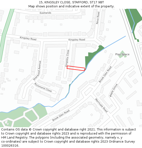 15, KINGSLEY CLOSE, STAFFORD, ST17 9BT: Location map and indicative extent of plot